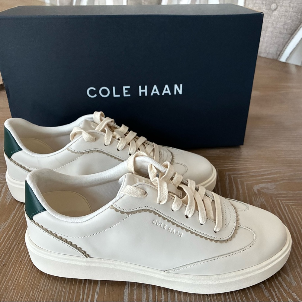 Cole Haan Cream and Green Sneakers
